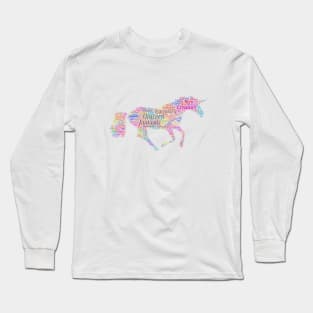 Unicorn Mystic Animal Horse Wildlife Text Word Cloud Long Sleeve T-Shirt